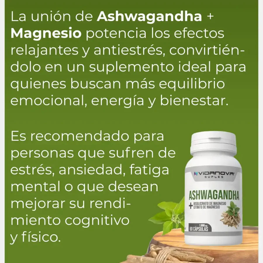 Ashwagandha + Magnesio 1000mg 60 CAPS